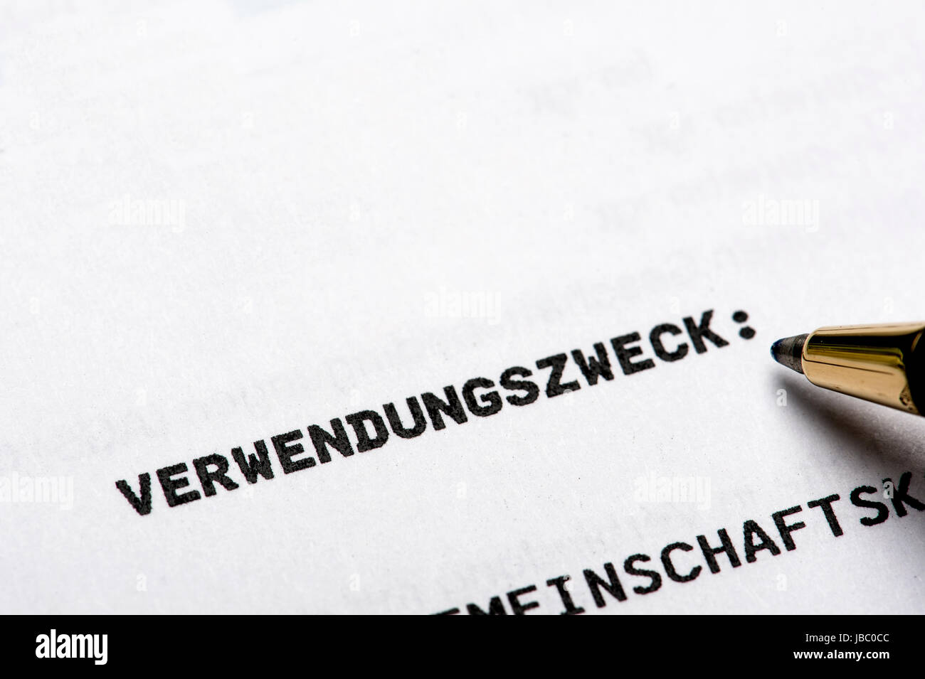 Verwendungszweck Stock Photo