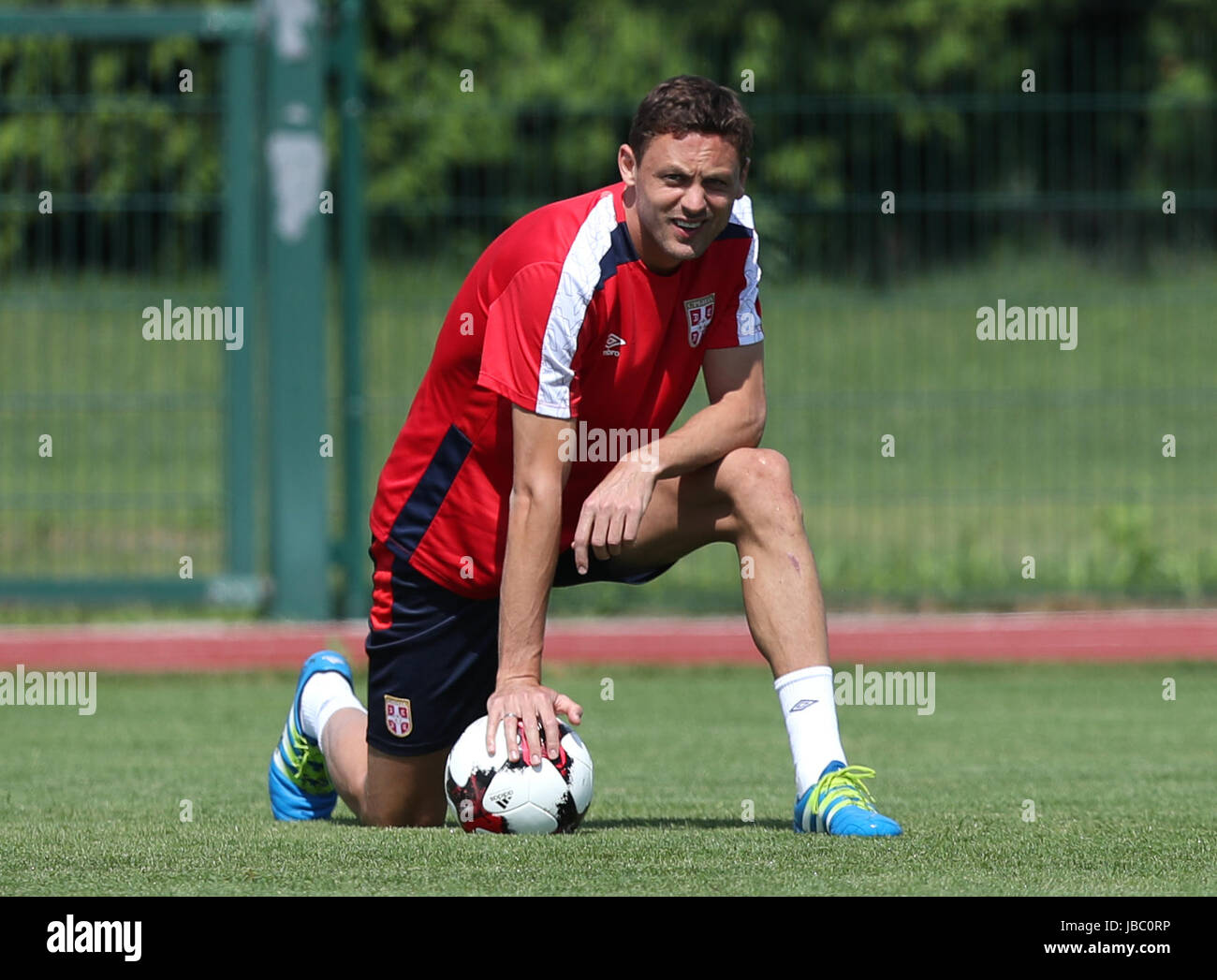 Serbia's Nemanja Matic during a training session at the FA sports Centre, Stara Pazova, Belgrade. Stock Photo