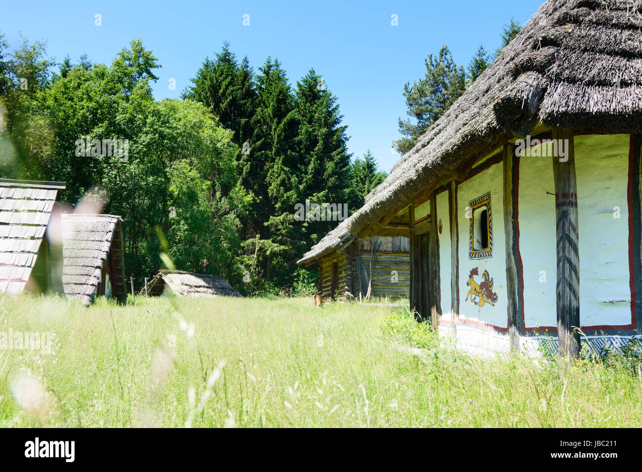 open air museum Early Middle Age Village Unterrabnitz, house, Unterrabnitz-Schwendgraben, , Burgenland, Austria Stock Photo
