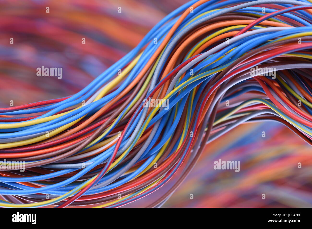 Multicolored computer and electrical cable Stock Photo