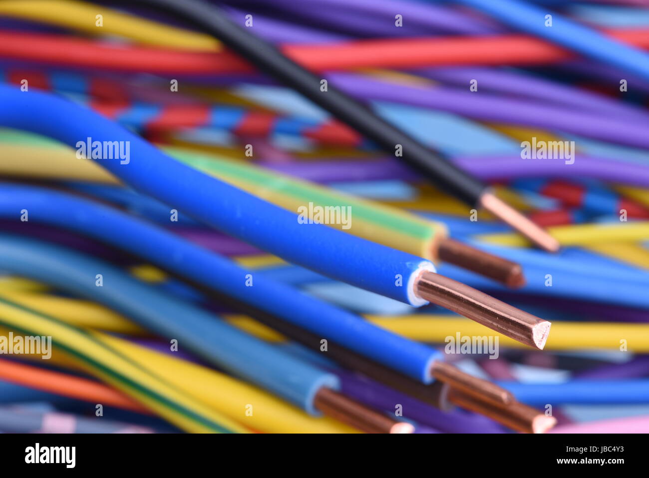 Colored electrical cables and wires Stock Photo Alamy