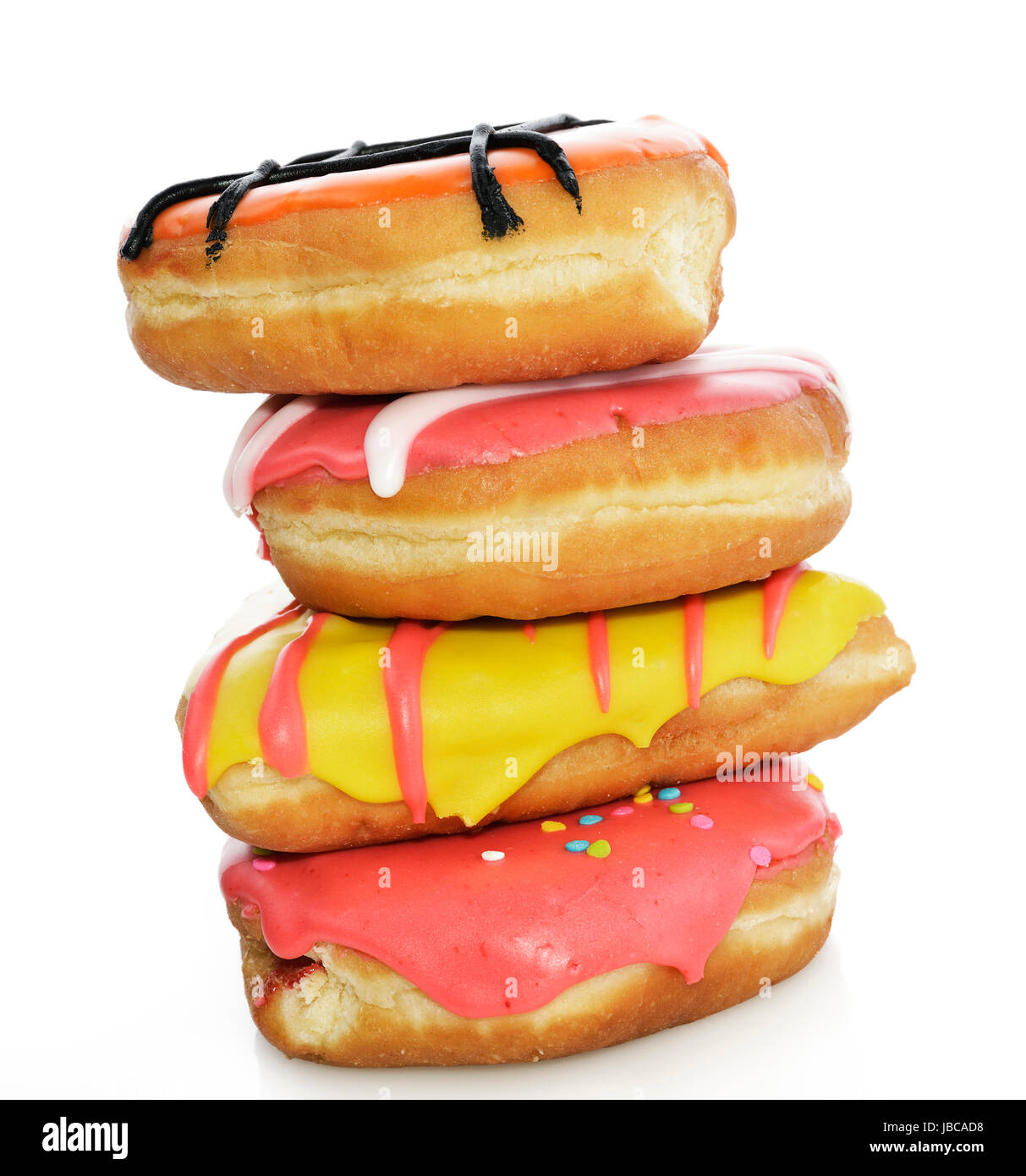 Collection Of Colorful Donuts On White Background Stock Photo - Alamy