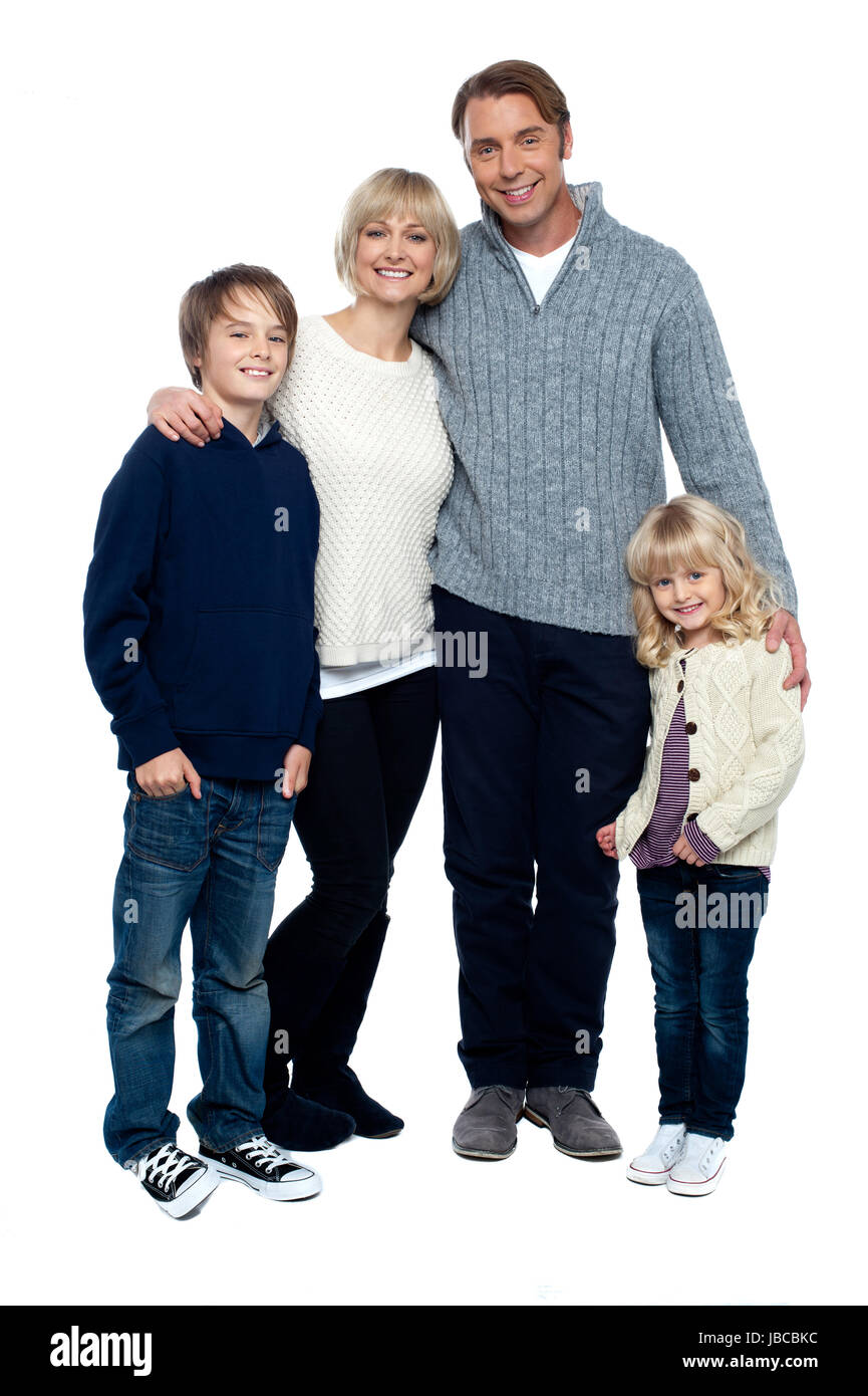 A happy family on white background Stock Photo - Alamy