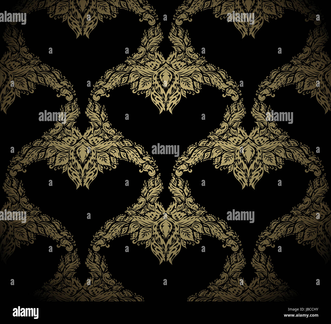 Seamless golden beauty vector ornament on a black background Stock ...