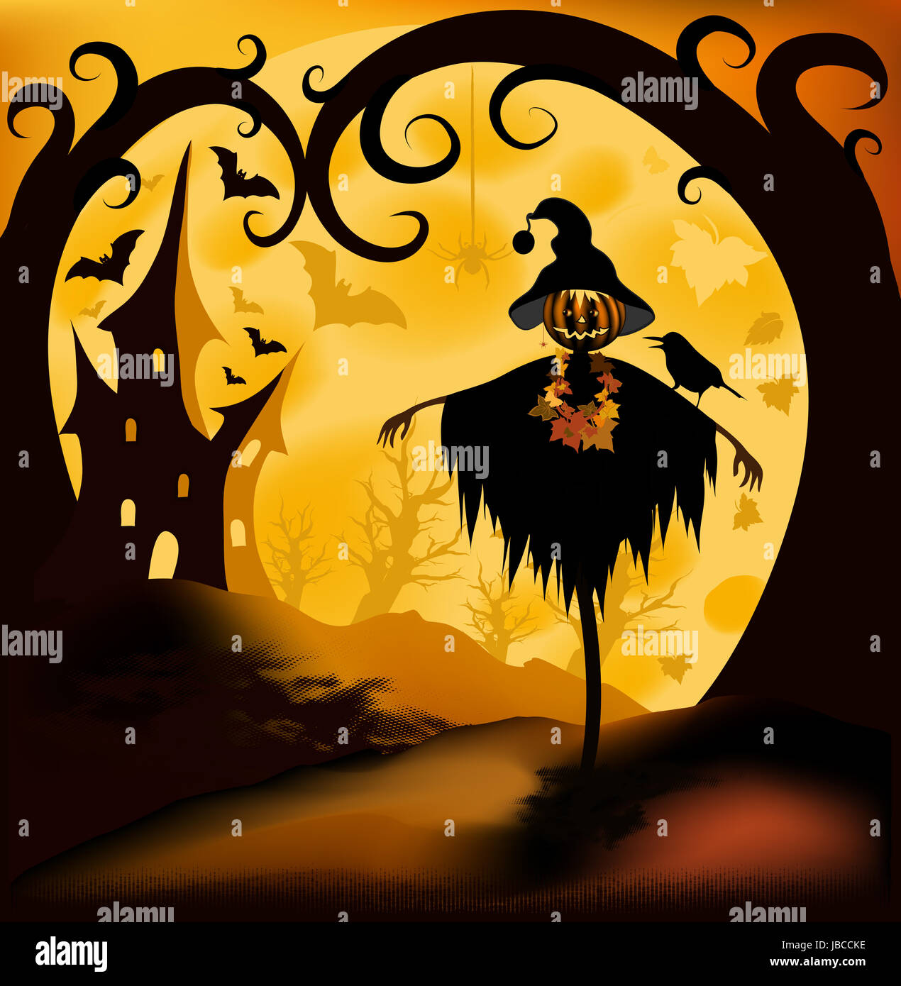 Halloween vector illustration background with pumpkin Stock Photo - Alamy