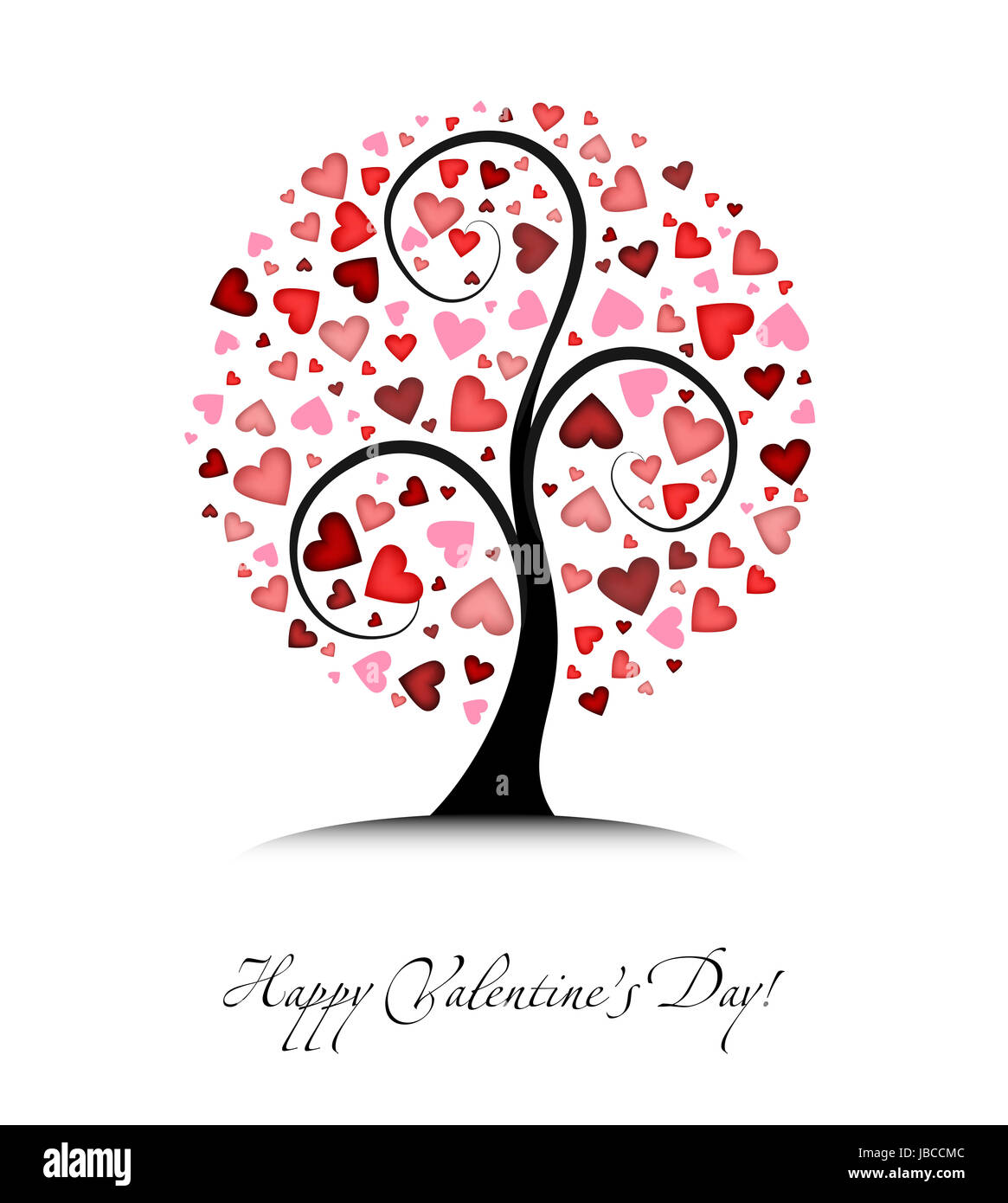 Valentines vector background with tree and hearts Stock Photo - Alamy