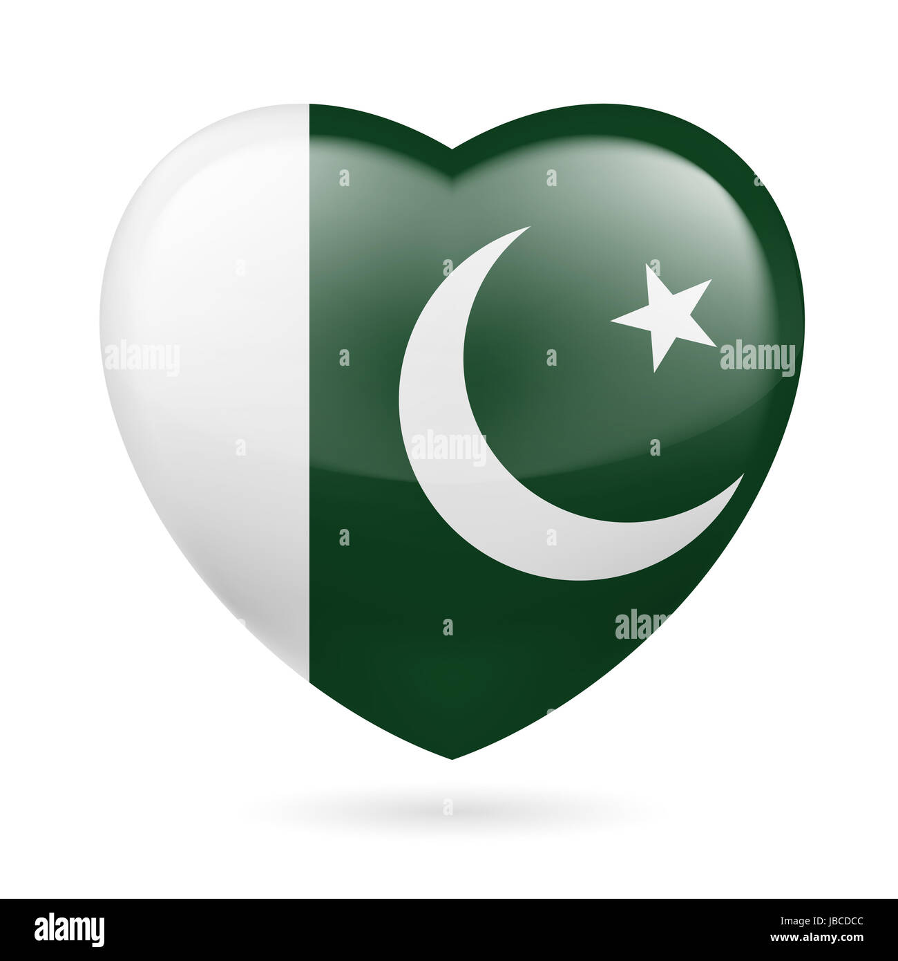 Heart with Pakistani flag colors. I love Pakistan Stock Photo