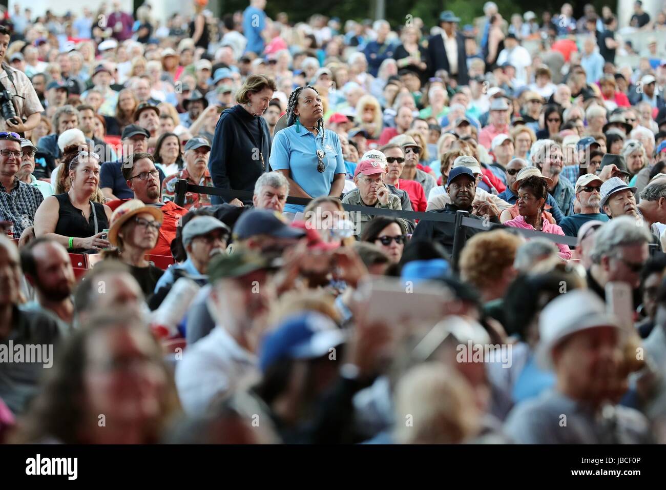 Chicago, USA. 9th June, 2017. Blues fans enjoy music during the yearly Chicago Blues Festival, in Chicago, the United States, June 9, 2017. Credit: Wang Ping/Xinhua/Alamy Live News Stock Photo
