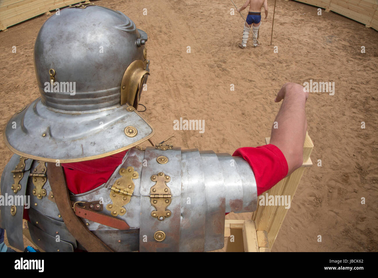 Moscow, Russia. 10th June, 2017. Participants in a historical reenactment at the 'Ancient Rome and Its Neighbours' venue as part of a festival of historical reenactments titled 'Times and Epochs. The Gathering' in Moscow's Kolomenskoye historical and nature reserve museum. Credit: Nikolay Vinokurov/Alamy Live News Stock Photo