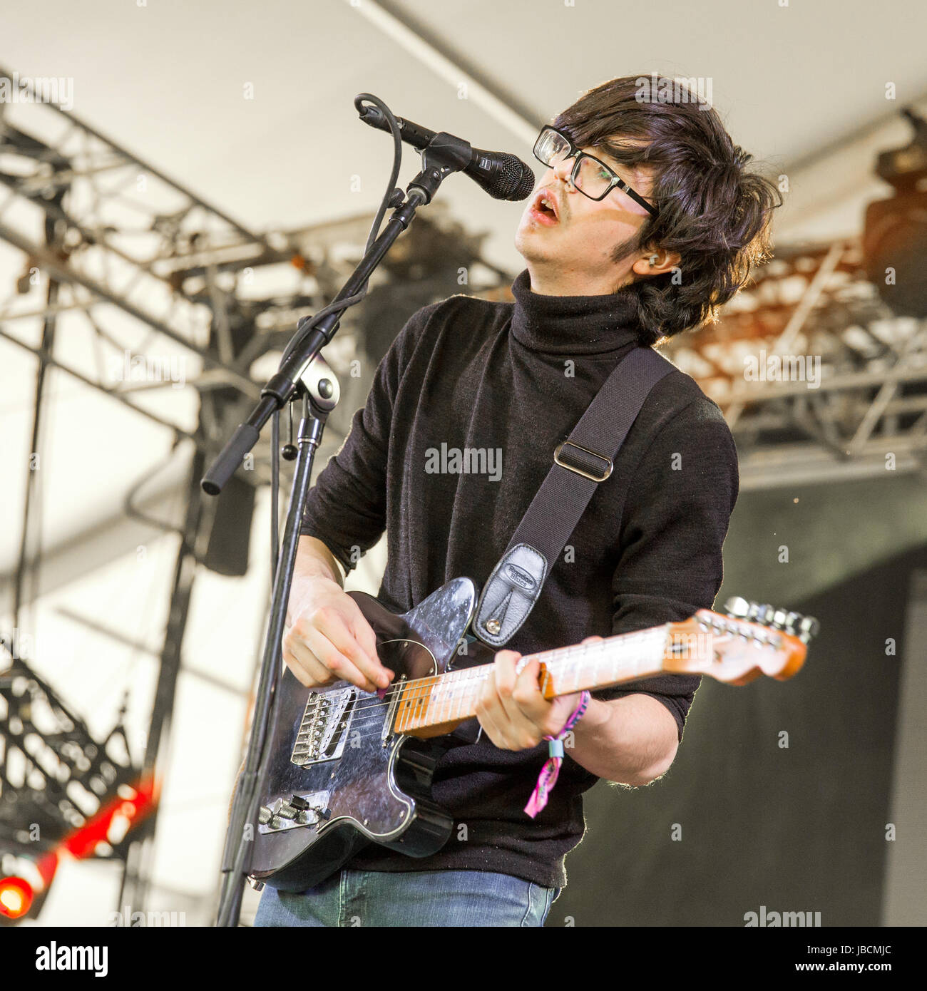 Manchester, Tennessee, USA. 9th June, 2017. WILL TOLEDO of Car Seat Headrest during Bonnaroo Music and Arts Festival at Great Stage Park in Manchester, Tennessee Credit: Daniel DeSlover/ZUMA Wire/Alamy Live News Stock Photo