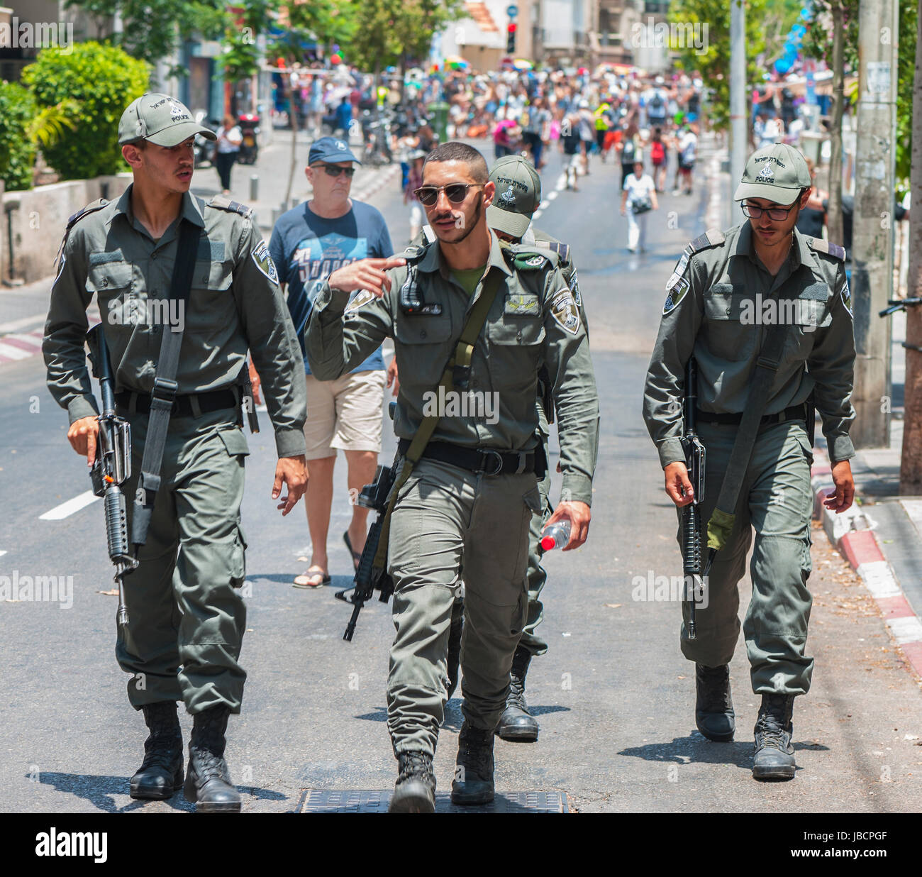 Tel Aviv, Israel - 9th June, 2017: Security forces at the city streets during the Gay Parade Credit: Yuri Turkov/Alamy Live News Stock Photo