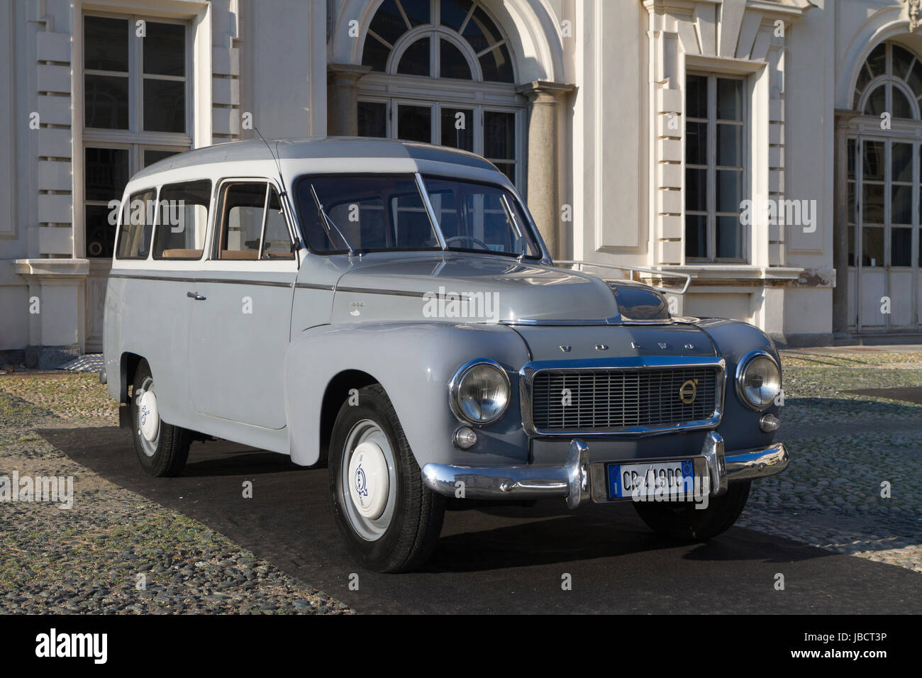 Turin, Italy, 10th June 2017. A 1955 Volvo Duett PV445. Volvo celebrates its 90th anniversary with a car exhibition in the court of Valentino Castle during Turin car show. Credit: Marco Destefanis/Alamy Live News Stock Photo
