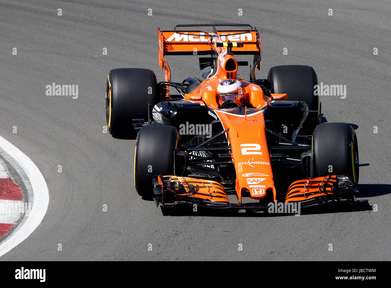 Montreal, Canada. 10th June, 2017. Formula One driver Stoffel Vandoorne during a qualifing lap at the Montreal Grand Prix. Credit: Mario Beauregard/Alamy Live News Stock Photo