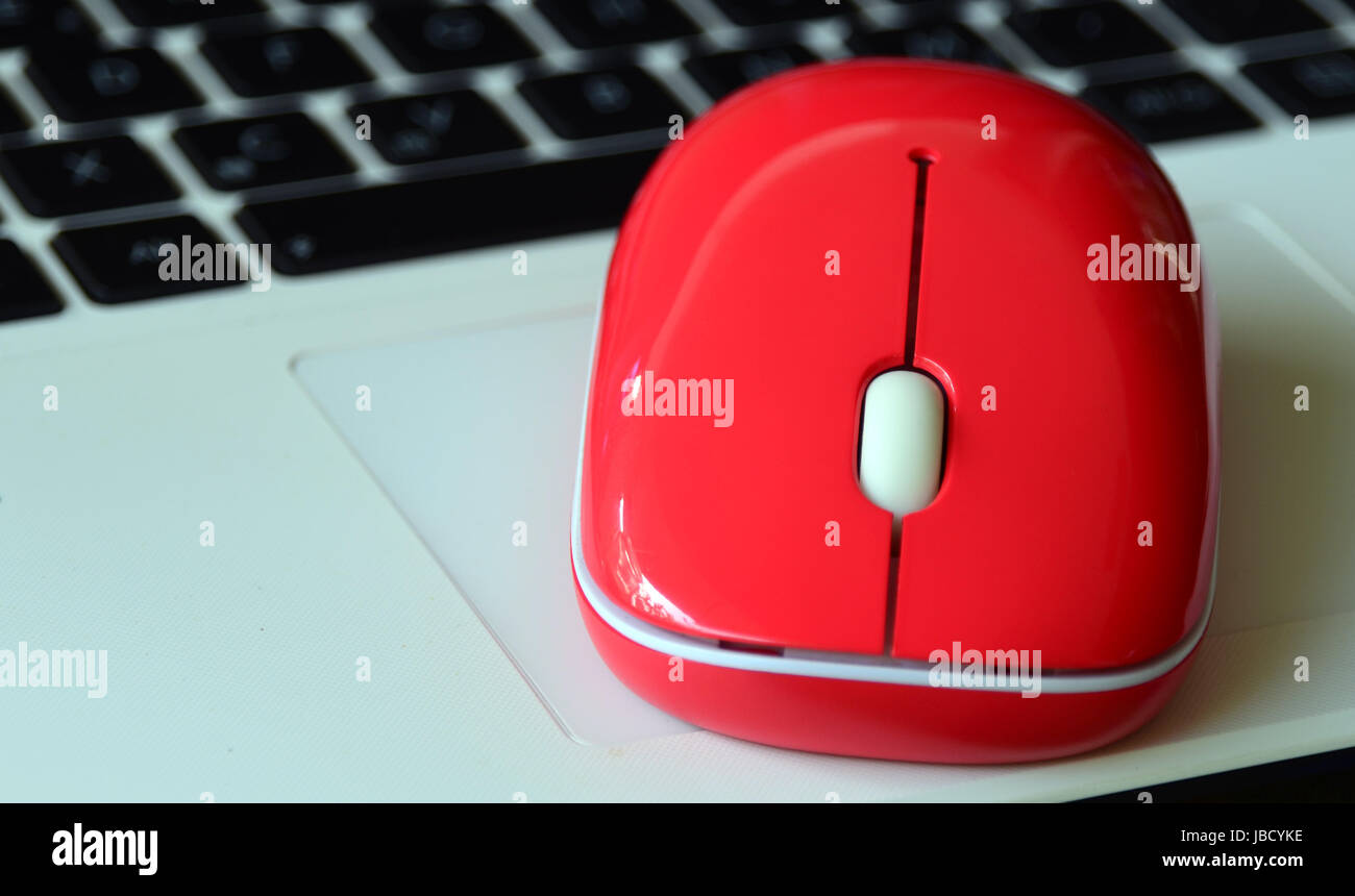 red wireless mouse Stock Photo