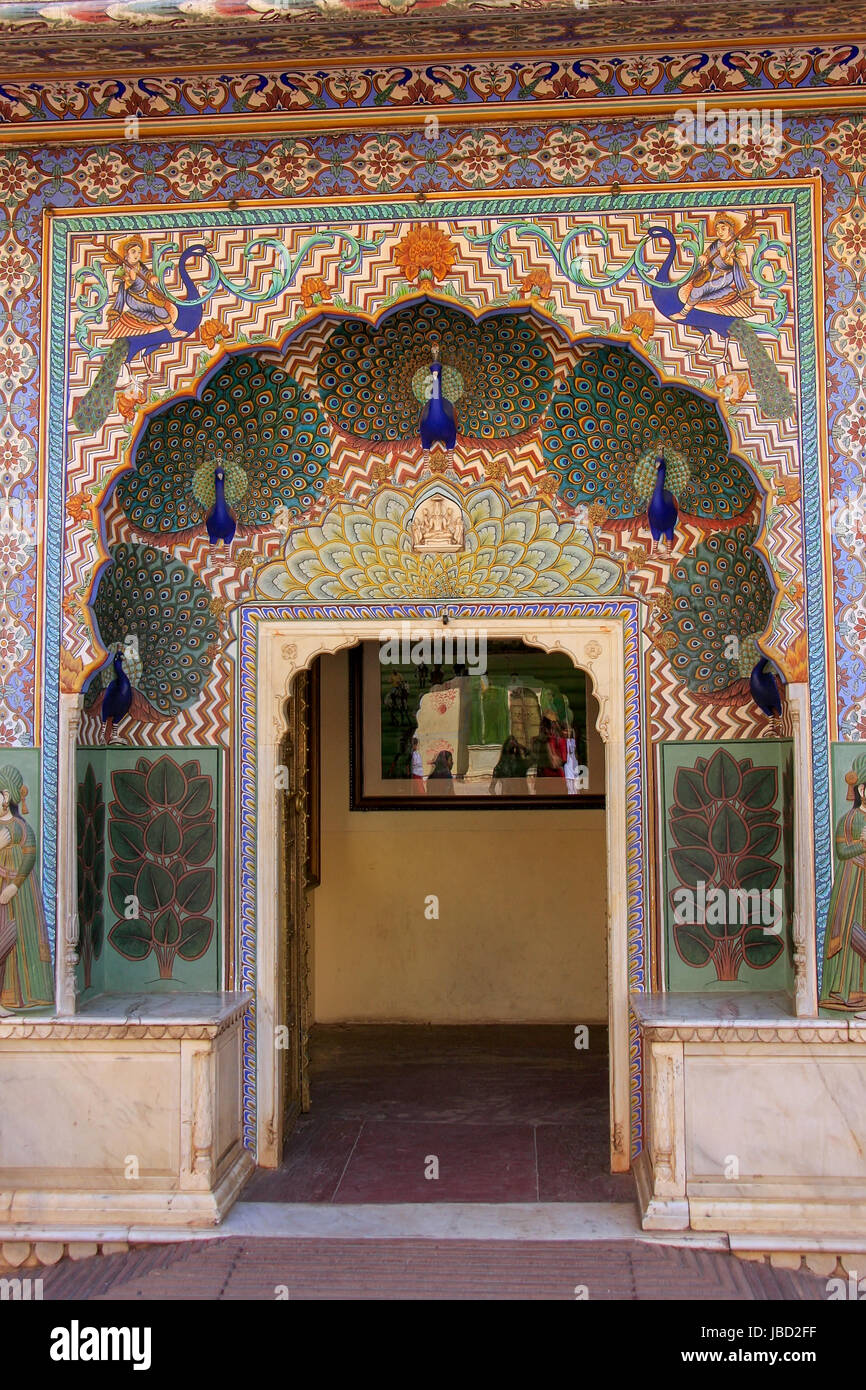 Peacock Gate in Pitam Niwas Chowk, Jaipur City Palace, Rajasthan, India
