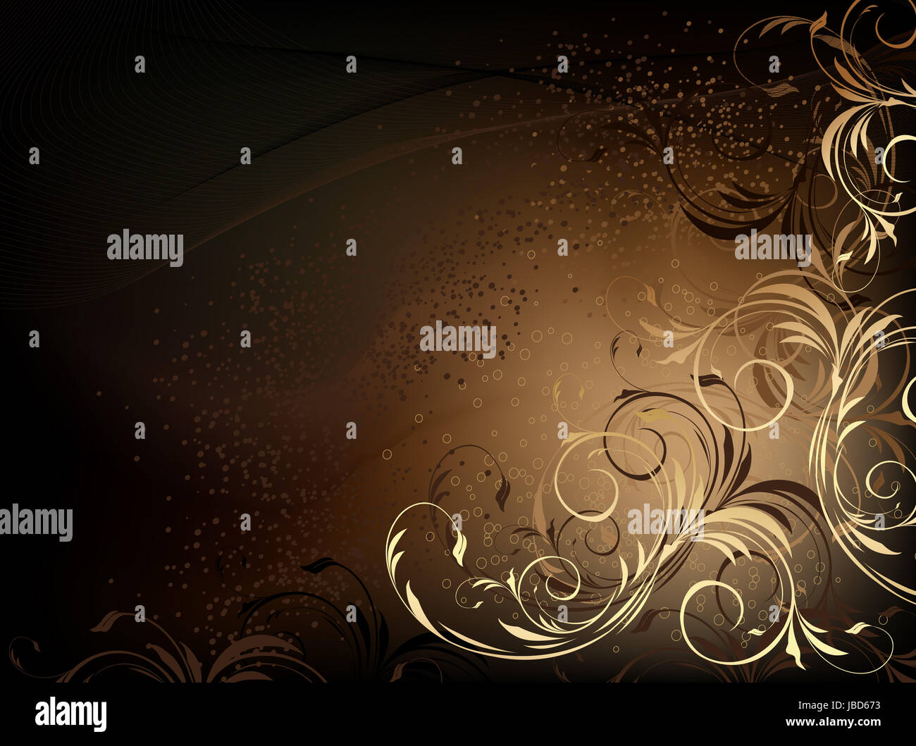 Vector black and gold floral background with pattern Stock Photo - Alamy