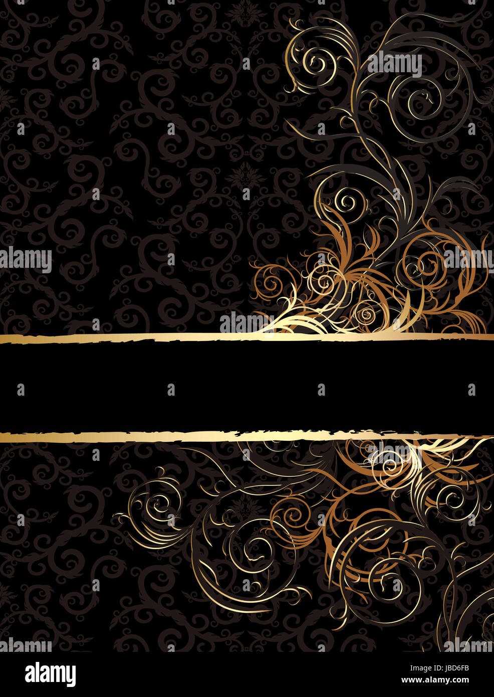 Vector black and golden floral background for text with pattern Stock ...