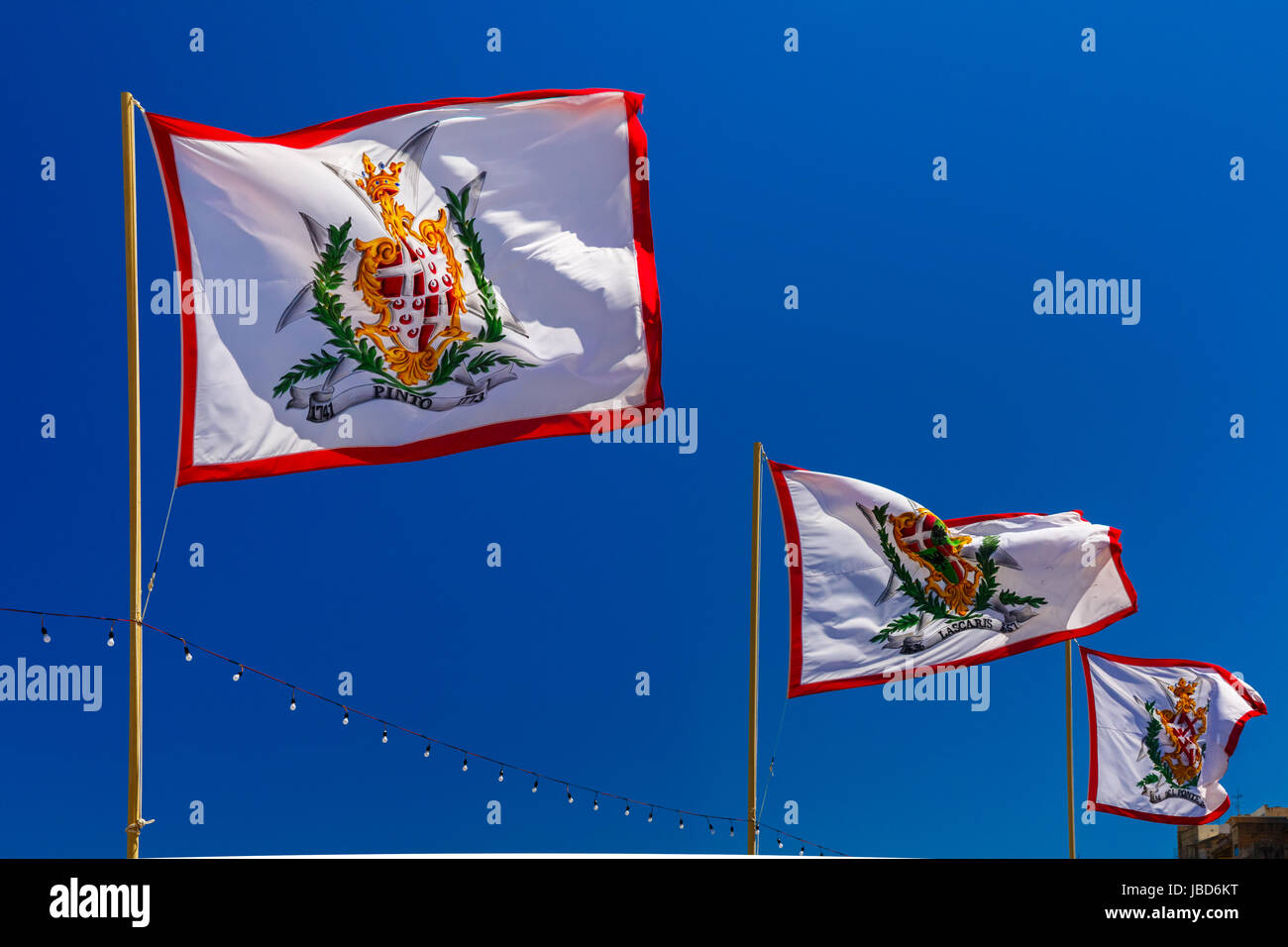 Flags of Grand Masters of Order of Malta Stock Photo