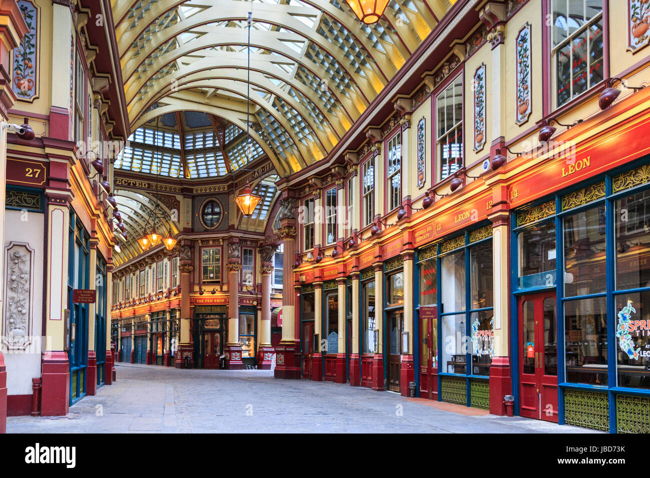 The historic Leadenhall market, interior arcades, City of London, London, UK Stock Photo