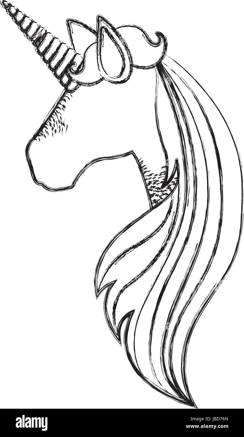 monochrome blurred silhouette of faceless side view of unicorn and long striped mane stock vector image art alamy