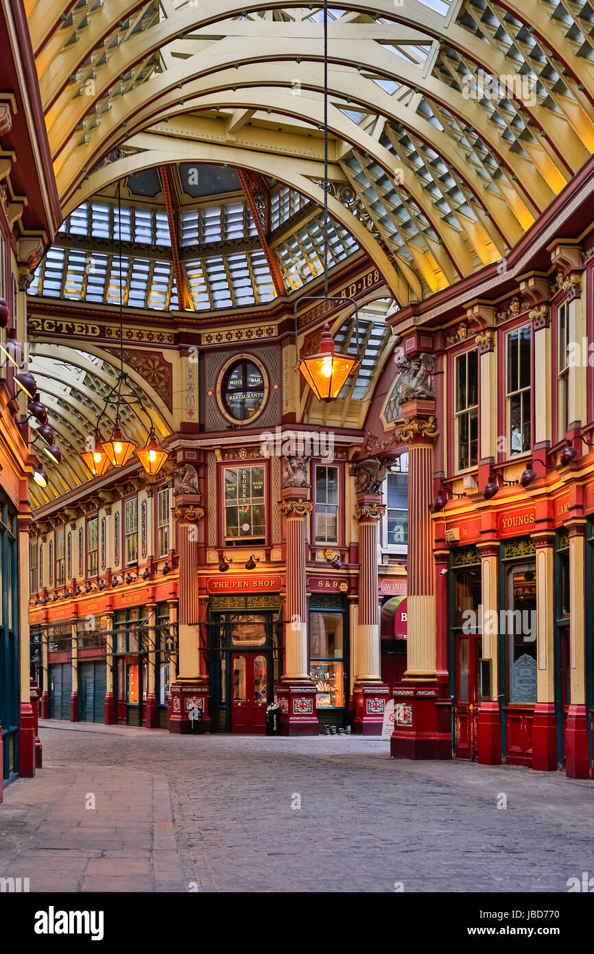 The historic Leadenhall market, interior arcades, City of London, London, UK Stock Photo