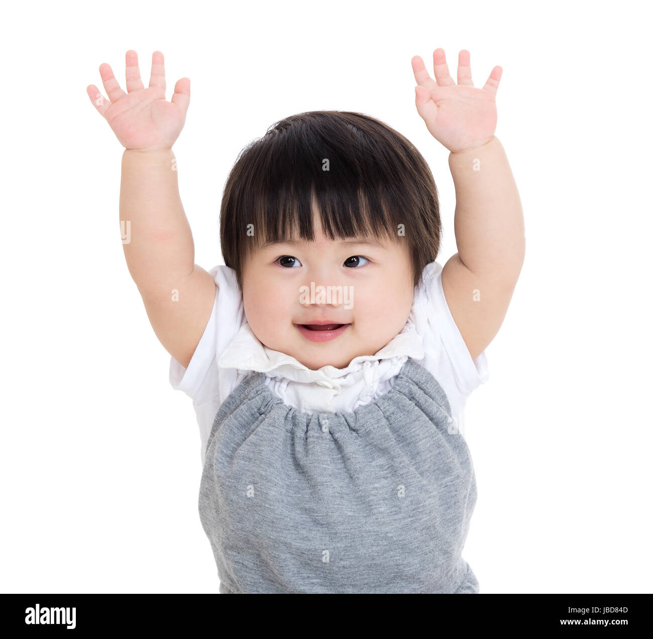 Asia baby girl raise hand Stock Photo - Alamy