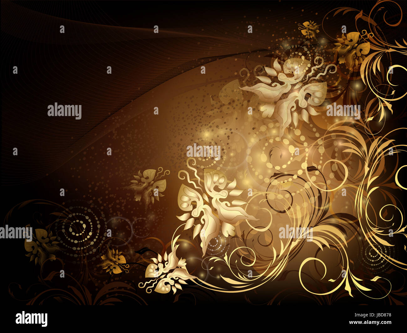Vector black and gold floral background with pattern, AI10EPS file ...
