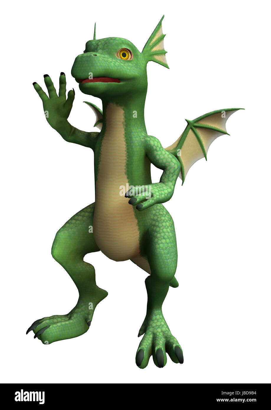 3D digital render of a waving little dragon isolated on white background  Stock Photo - Alamy, image size:919x1390