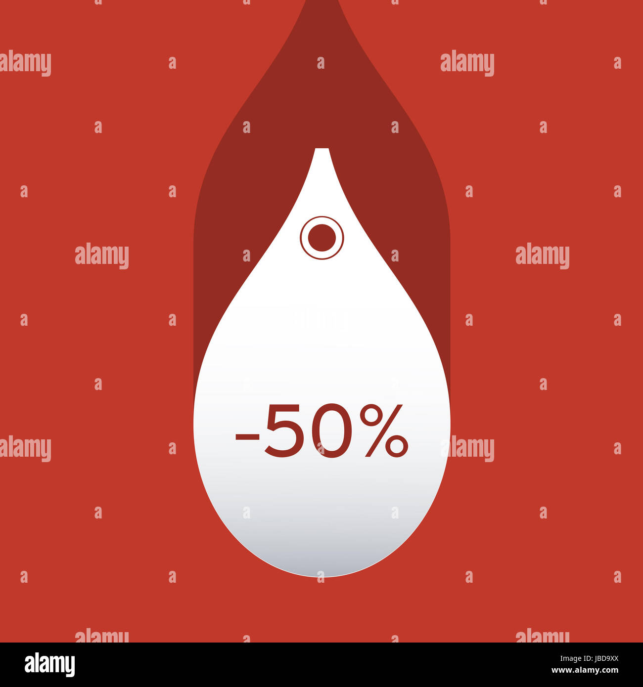3d paper price tag in the form of falling raindrop. Sale, discount and