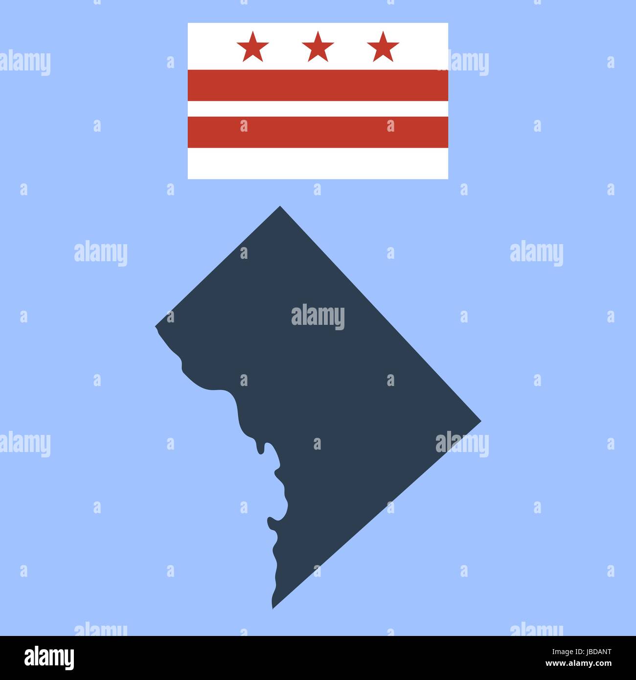Flag of the District of Columbia and map Stock Vector
