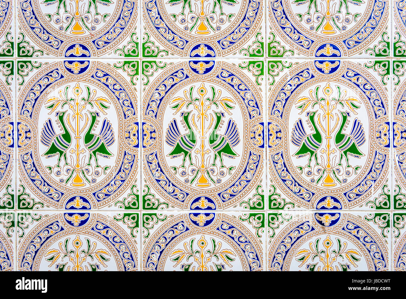 Ornate Tiled Wall Mosaics in Marbella, Andalusia, Spain, Europe Stock Photo