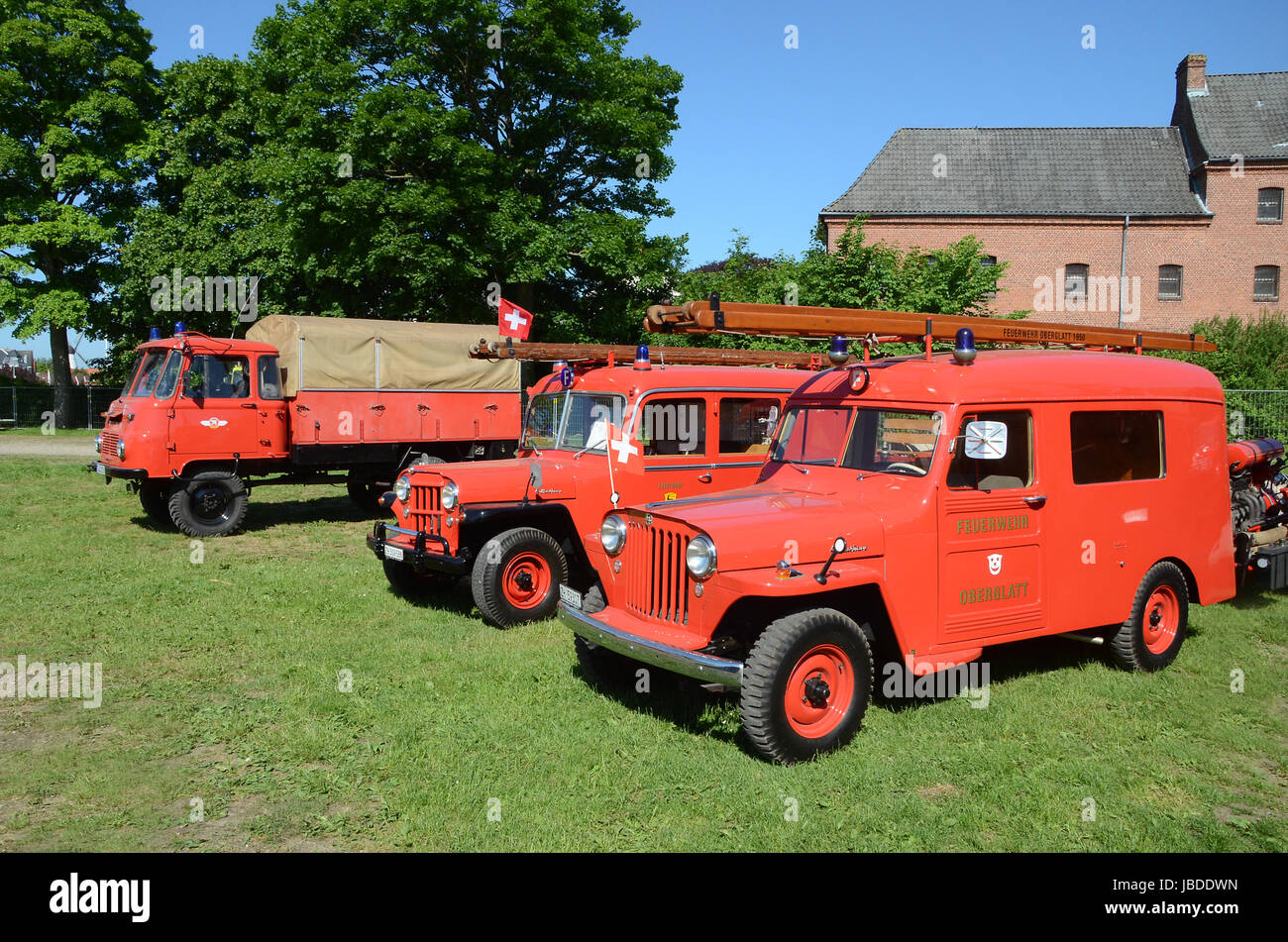 Sonderborg, Denmark - May 27, 2017: Firemen from all over Europe came together to the arrangement 'Feuerwehr Sternfahrt  2017' Stock Photo