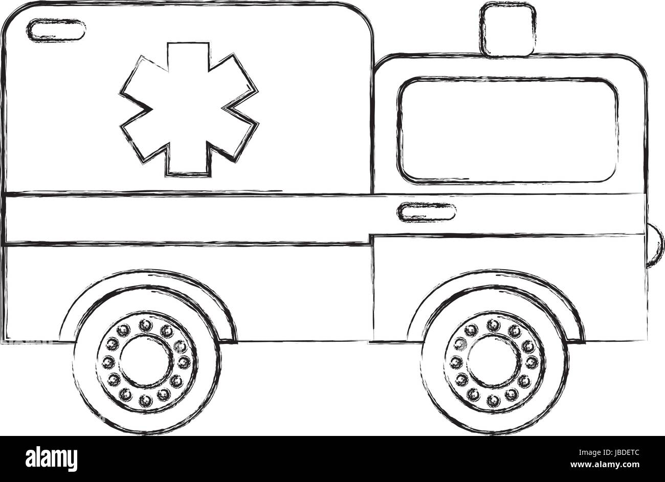 sketch draw ambulance car cartoon Stock Vector