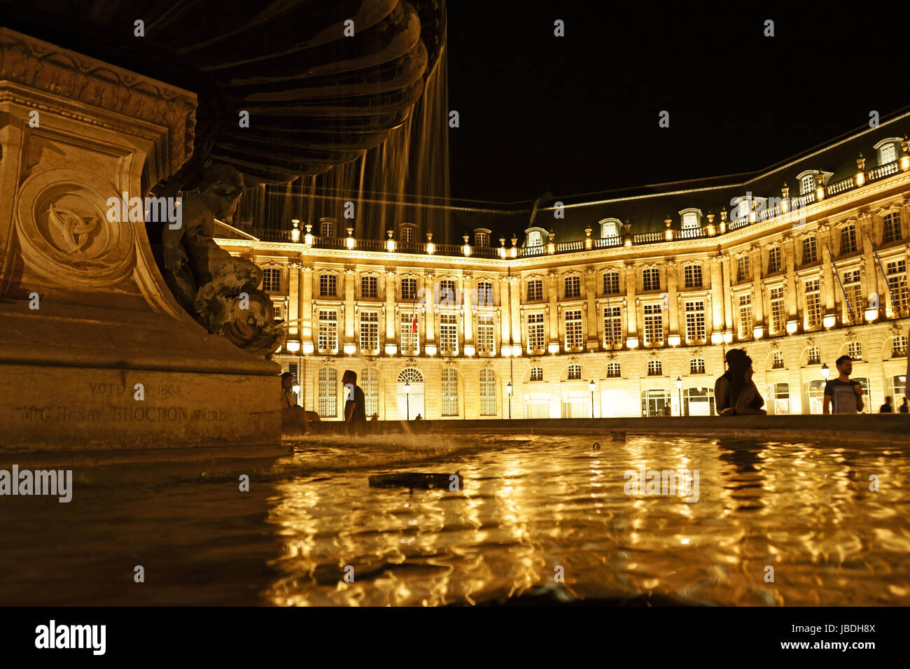 Place de la Bourse with fountain Louis XV, Bordeaux, France Stock Photo