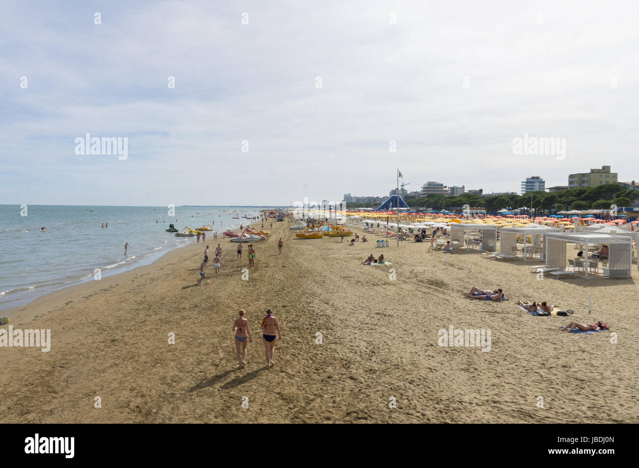 The beach of Lignano Sabbiadoro - Italy (9th June 2017) Stock Photo