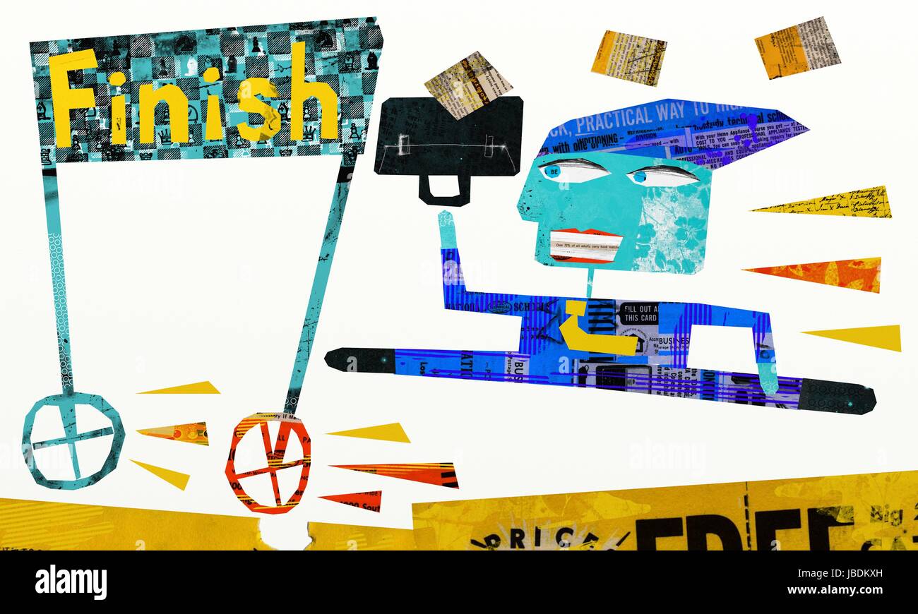 Project creep - Business man chasing after a finish line that keeps