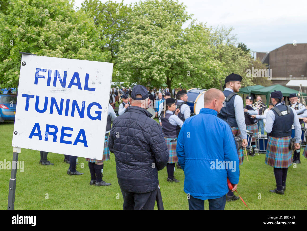Final Tuning Area at Pipe Band Competition, Bangor, Co. Down, Northern