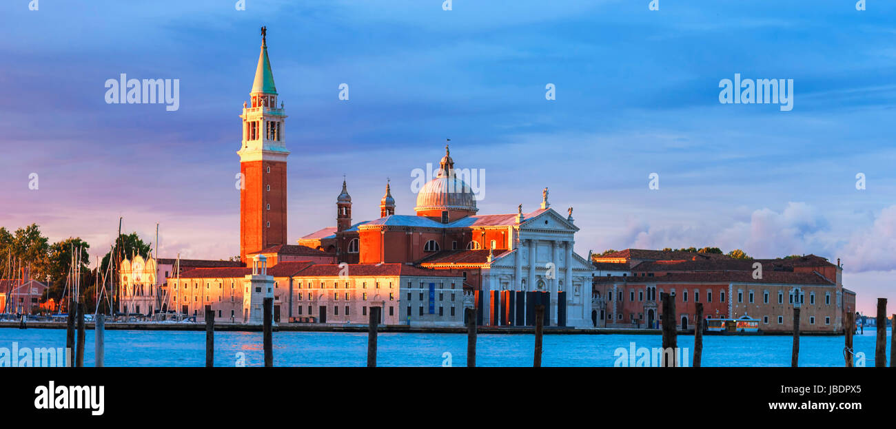 Gondolas in the Grand Canal at sunset, Venice Stock Photo - Alamy