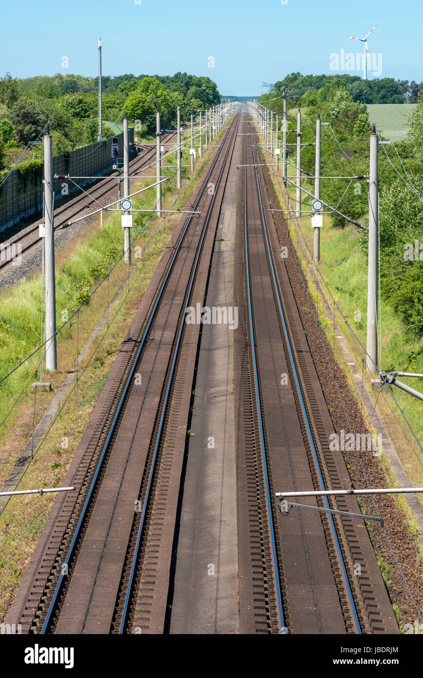 Two highspeed railroad tracks seen in Germany Stock Photo