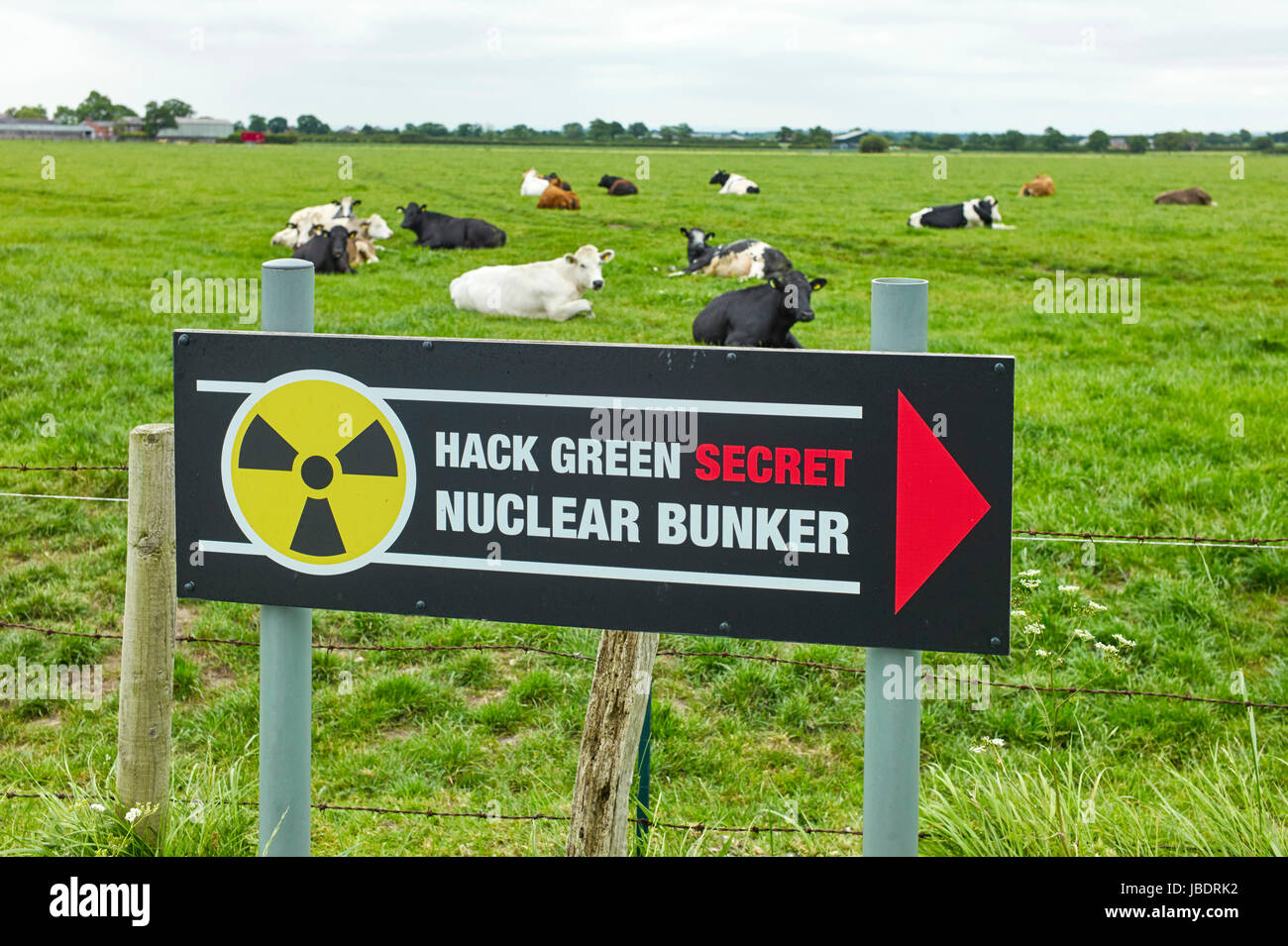 Sign for the Hack Green secret nuclear bunker museum Stock Photo