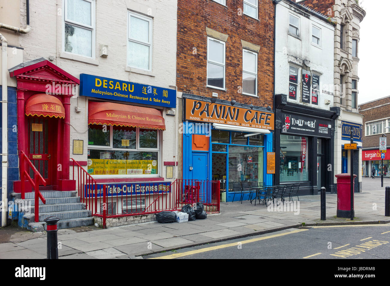 Cafes and restaurants in Story Street, Hull Stock Photo Alamy