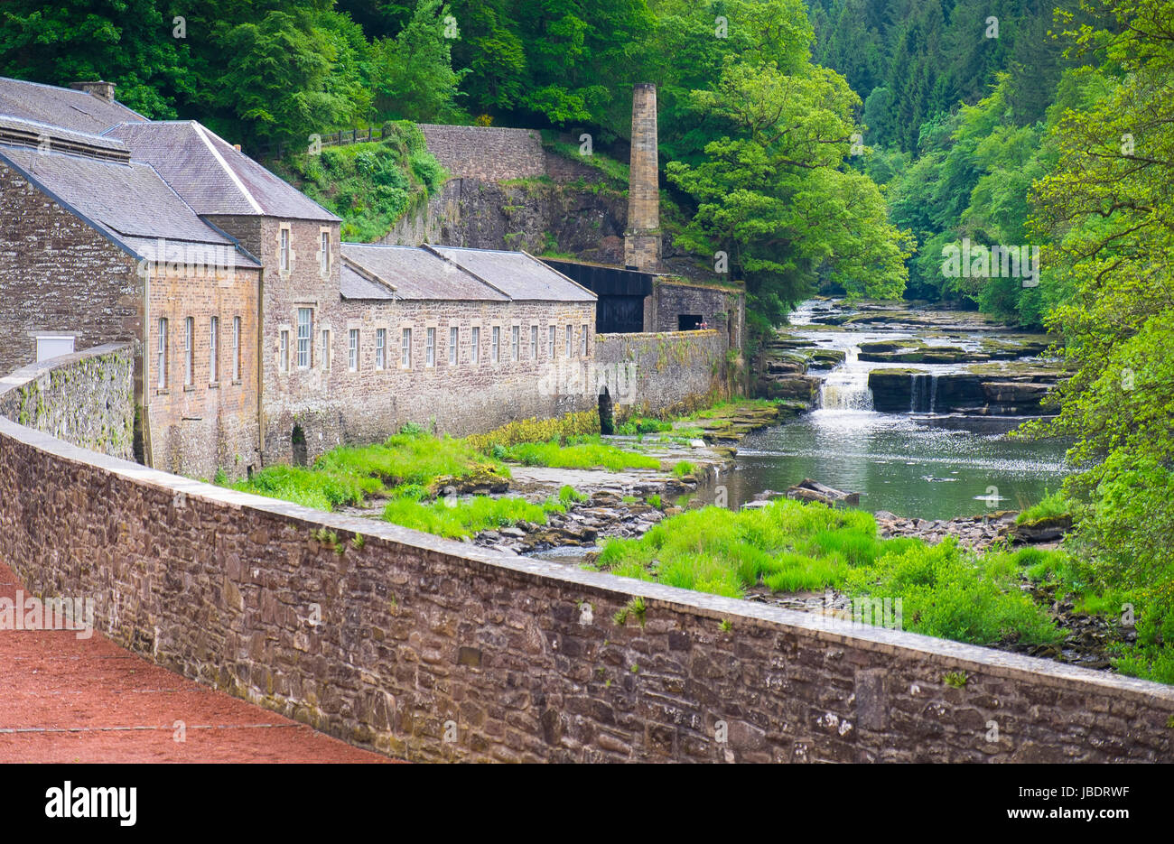 New Lanark is a village on the River Clyde Stock Photo