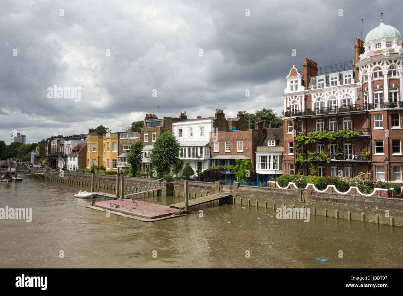 Riverside property on Hammersmith Mall, London, England, UK Stock Photo