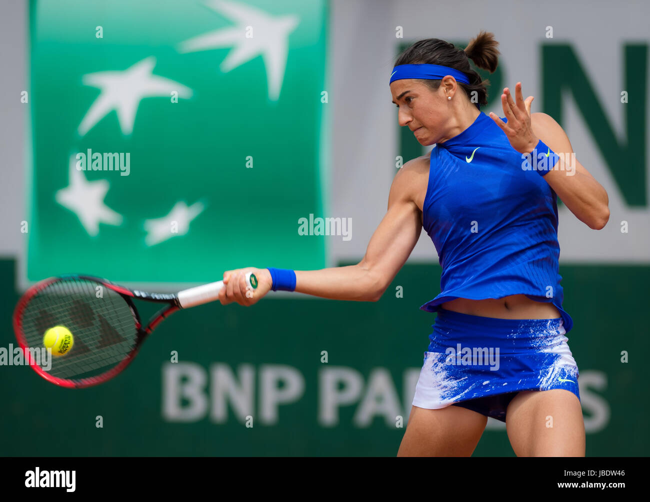 PARIS, FRANCE - JUNE 3 : Caroline Garcia at the 2017 Roland Garros Grand Slam tennis tournament Stock Photo