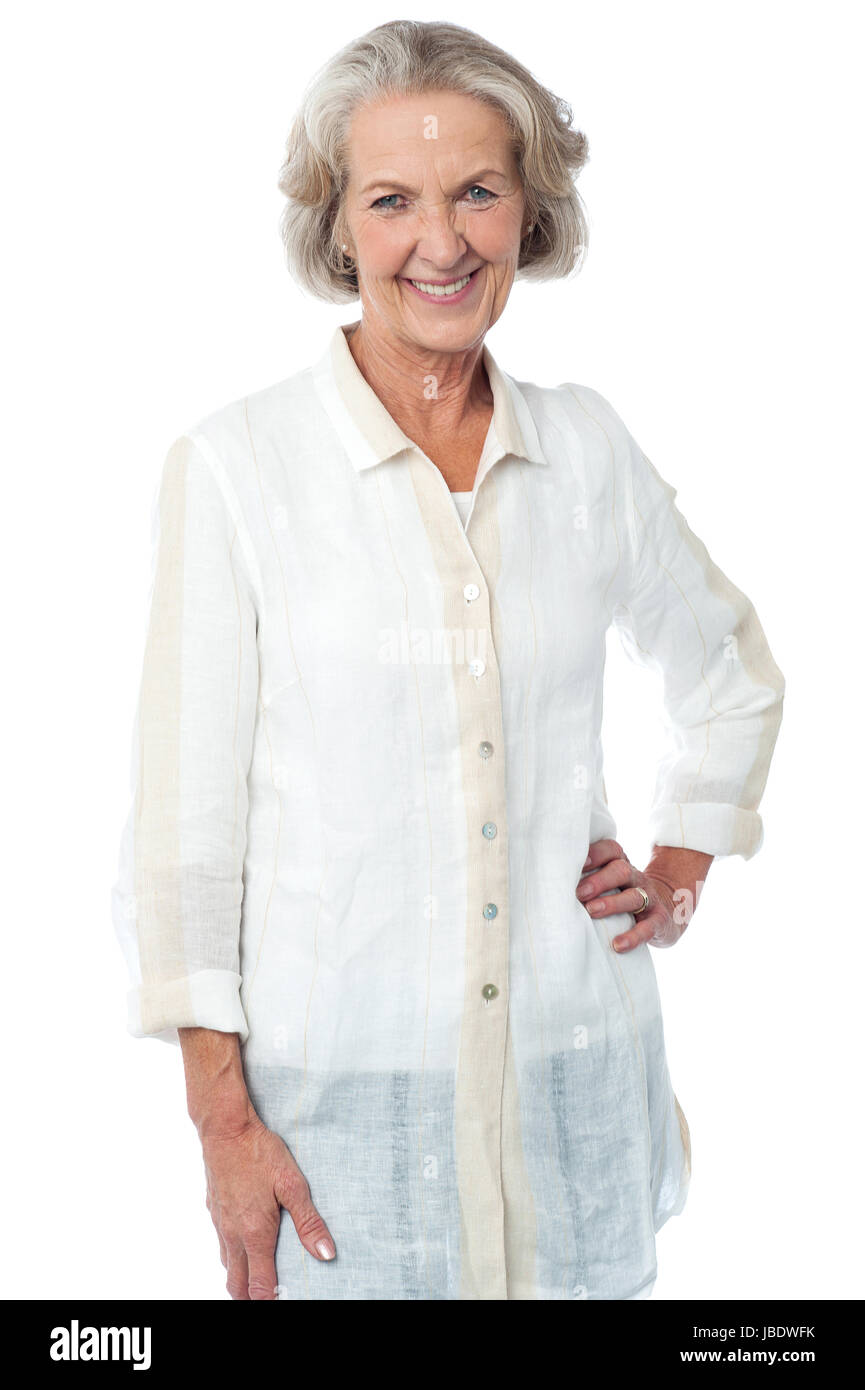 Fashionable old woman posing in style over white Stock Photo - Alamy Fashionable old woman posing in style over white Stock Photo - Alamy