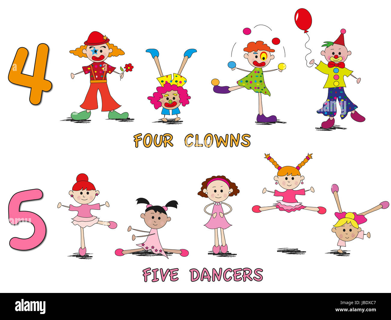 stock 2: number with cartoon children Stock Photo - Alamy