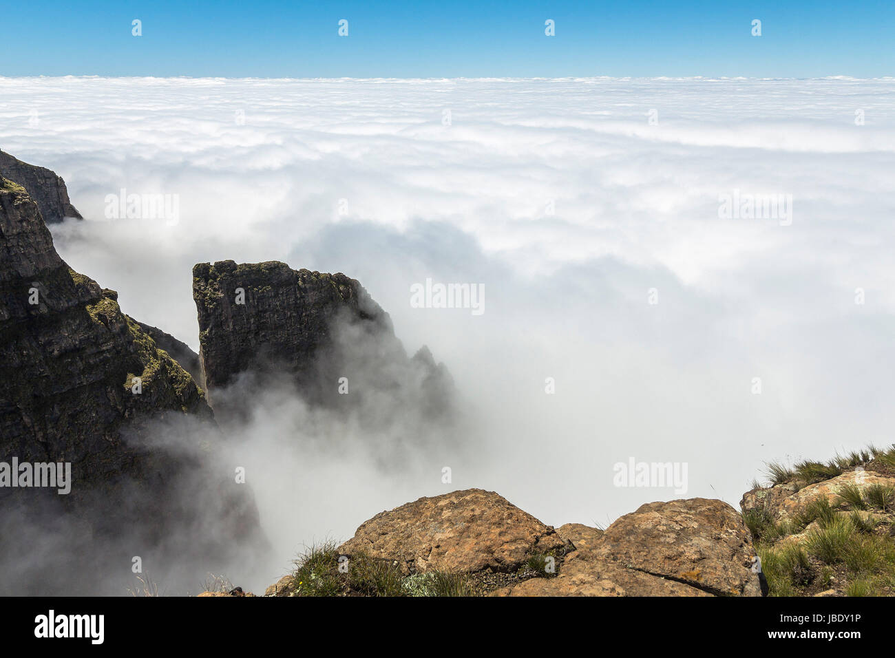 Above the clouds on Sentinel Hike, Drakensberge, South Africa Stock Photo