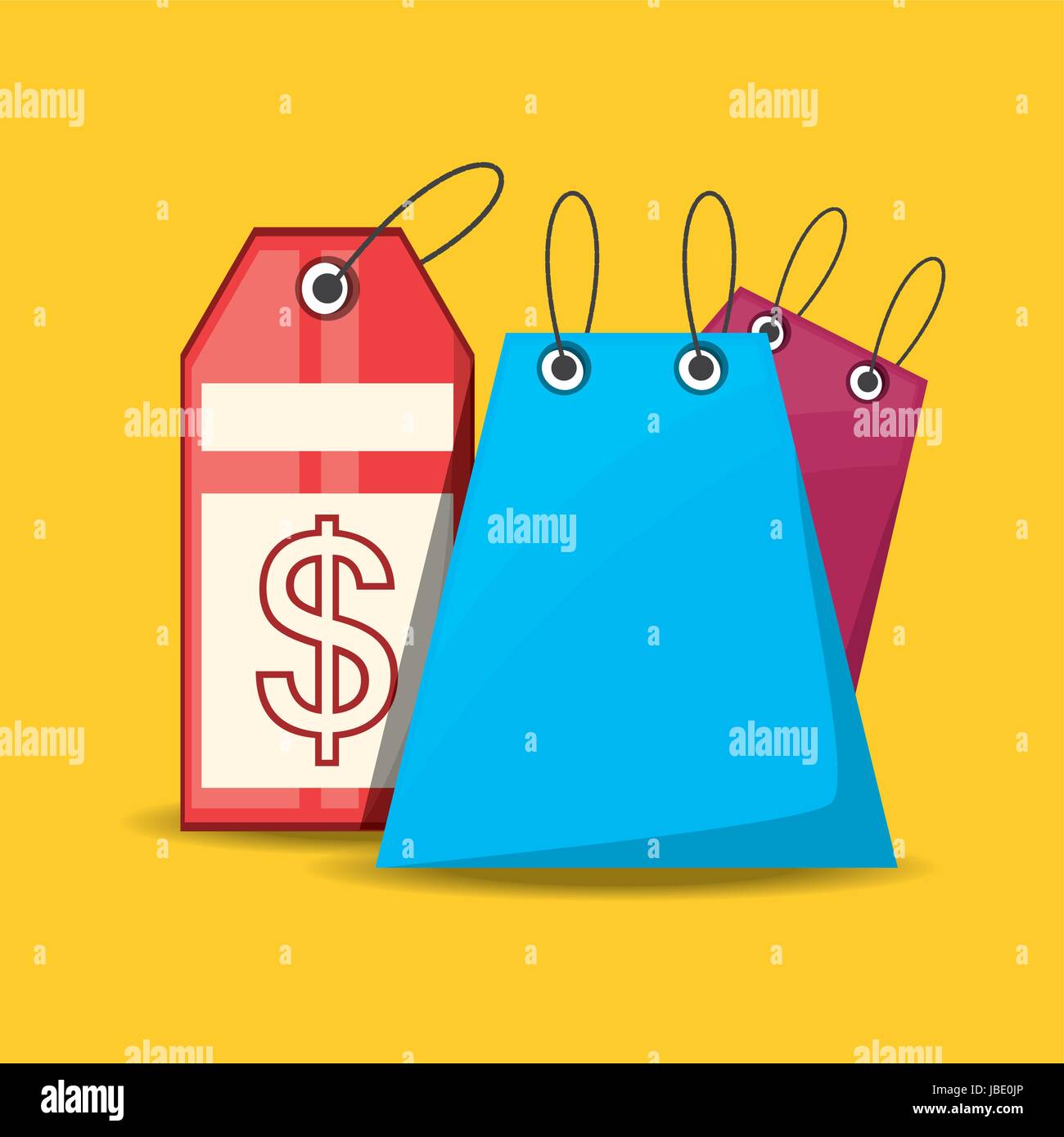 shopping bag with label over yellow background Stock Vector Image & Art ...