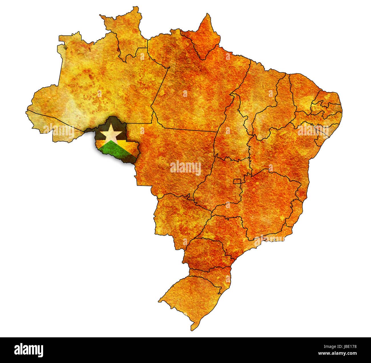 Map of Brazil and Rondonia state.