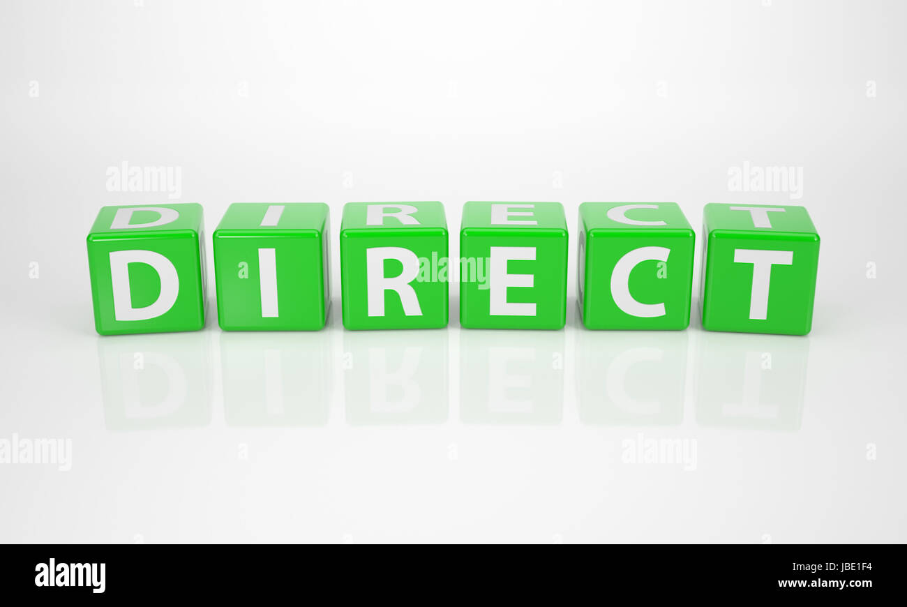 The Word Direct out of green Letter Dices Stock Photo - Alamy